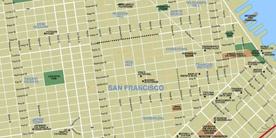 Karte von der Innenstadt von San Francisco ca
